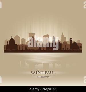 Illustrazione della silhouette vettoriale dello skyline della città di Saint Paul Minnesota Illustrazione Vettoriale