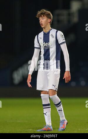 West Bromwich, Regno Unito. 27th Jan, 2023. Harry Whitwell di West Bromwich Albion durante la partita della Premier League 2 U23 West Bromwich Albion U23 vs Aston Villa U23 al Hawthorns, West Bromwich, Regno Unito, 27th gennaio 2023 (Foto di Gareth Evans/News Images) Credit: News Images LTD/Alamy Live News Foto Stock