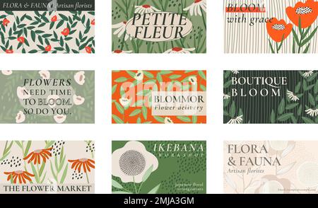 Retro modello vettoriale modelli di fiori per banner blog Illustrazione Vettoriale