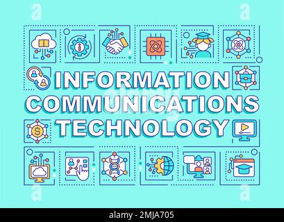 Tecnologia di comunicazione dell'informazione concetti di parola zecca banner verde Illustrazione Vettoriale