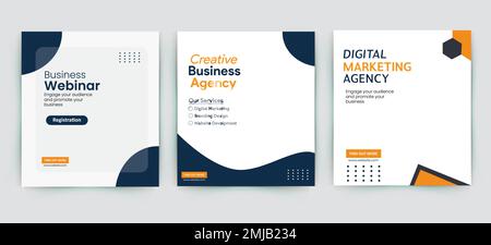 Webinar di marketing digitale modelli di post sui social media. Adatto per webinar aziendali, webinar di marketing, corsi online e così via Illustrazione Vettoriale