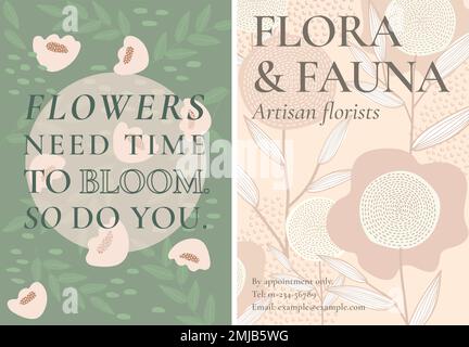 Set di modelli vettoriali retro flower pattern per poster Illustrazione Vettoriale