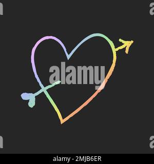 Vettore elemento cuore freccia nello stile doodle Illustrazione Vettoriale