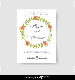 Bella cerimonia nuziale floreale invito. Disegno vettoriale di acquerello di cornice floreale Illustrazione Vettoriale