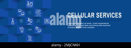 Intestazione Web e icone dei servizi di localizzazione del telefono cellulare Illustrazione Vettoriale