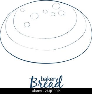 Icona della forma di pane, illustrazione del cibo vettoriale. Illustrazione lineare disegnata a mano su sfondo bianco Illustrazione Vettoriale