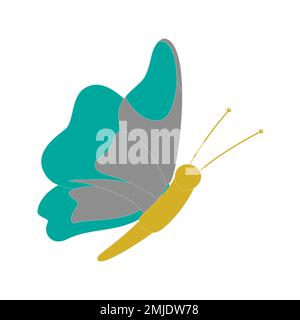 Set di farfalle di diversi colori e forme isolate su sfondo bianco. Bellissimi insetti volanti. Illustrazione vettoriale in stile cartoon flat. Illustrazione Vettoriale