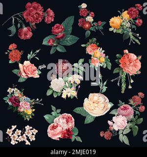 Fiori colorati collezione di acquerelli vettoriali Illustrazione Vettoriale