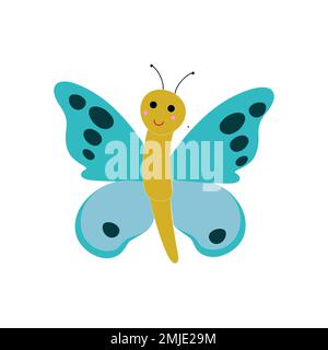 Set di farfalle di diversi colori e forme isolate su sfondo bianco. Bellissimi insetti volanti. Illustrazione vettoriale in stile cartoon flat. Illustrazione Vettoriale