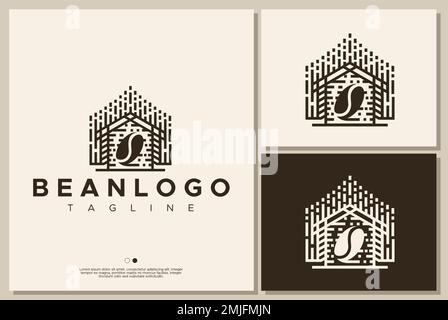 Modello di design con logo Bean cafe. Illustrazione Vettoriale