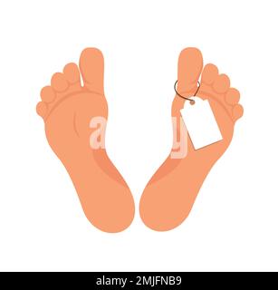 Quando l'intervento chirurgico va storto. Un paziente sdraiato su un tavolo in un tema mortuario o mortuario. Illustrazione vettoriale di una persona morta. eps 10 Illustrazione Vettoriale