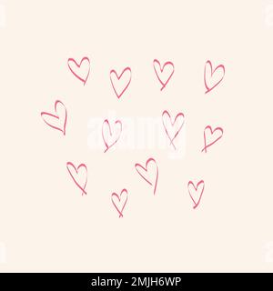 Elemento dentellare dei cuori, semplice illustrazione vettoriale disegnata a mano Illustrazione Vettoriale