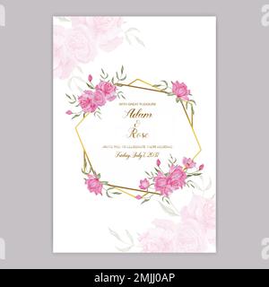 rosa rosa rosa, astilbe arancione bruciato, beige felce autunno struttura vettoriale. Golden glitter triangolo sfondo geometrico.matrimonio elegante salvare la data tem Illustrazione Vettoriale