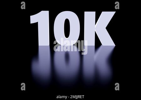 Viola segno luminoso 10k online internet media blog followers 3D rendering illustrazione su cubi rossi Foto Stock