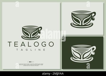 Design con logo della tazza da tè. Illustrazione Vettoriale