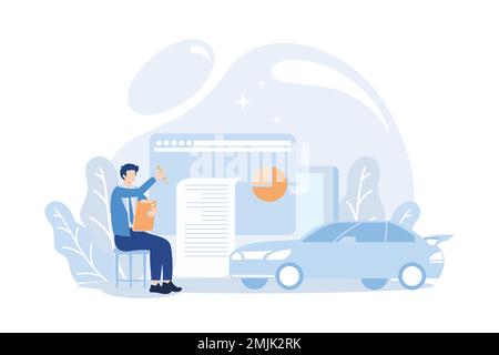 Illustrazione della gestione finanziaria. Caratteri che pagano credito, ipoteca, tasse e fatture di famiglia. Finanze personali, prestiti e concetto di debito. F Illustrazione Vettoriale