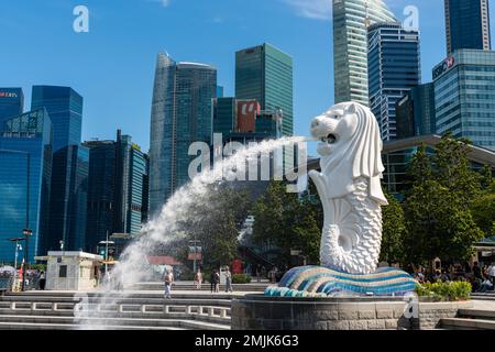 Il merlion Park a Singapore Foto Stock