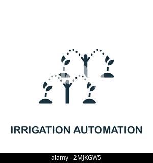 Icona dell'automazione dell'irrigazione. Bianco e nero semplice segno dalla collezione agricoltura. Icona di automazione dell'irrigazione per logo, modelli, web design e. Illustrazione Vettoriale