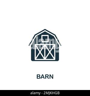 Fienile icona. Bianco e nero semplice segno dalla collezione agricoltura. Icona fienile per logo, modelli, web design e infografiche. Illustrazione Vettoriale