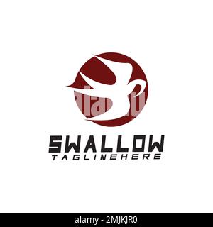 Logo Swallow. silhouette swallow logo volante vettore isolato sfondo bianco Illustrazione Vettoriale