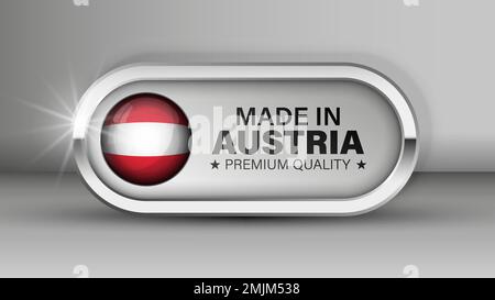 Made in Austria grafica ed etichetta. Elemento di impatto per l'uso che si desidera fare di esso. Illustrazione Vettoriale