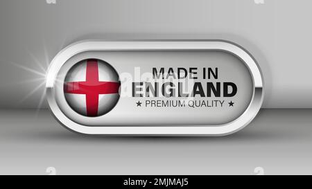 Made in England grafica ed etichetta. Elemento di impatto per l'uso che si desidera fare di esso. Illustrazione Vettoriale