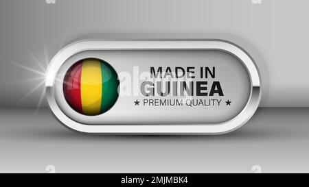 Made in Guinea grafica ed etichetta. Elemento di impatto per l'uso che si desidera fare di esso. Illustrazione Vettoriale