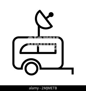Linea dell'icona di roulotte isolata su sfondo bianco. Icona sottile nera piatta sullo stile moderno. Simbolo lineare e tratto modificabile. Semplice e pixel per Illustrazione Vettoriale