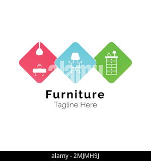 Mobili, Design logo decorazione Illustrazione Vettoriale