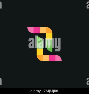 Illustrazione della lettera L colorata in gradiente astratta Illustrazione Vettoriale