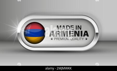 Made in Armenia grafica ed etichetta. Elemento di impatto per l'uso che si desidera fare di esso. Illustrazione Vettoriale