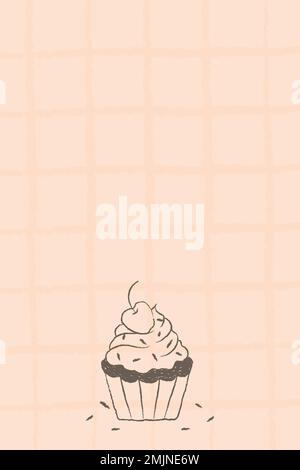 Cute cupcake sfondo, griglia modello vettore Illustrazione Vettoriale