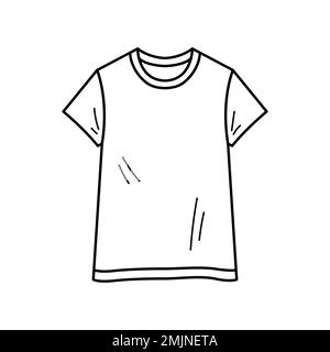 Icona disegnata a mano della T-Shirt. Simbolo di contorno. Illustrazione vettoriale nello stile di schizzo doodle. Illustrazione Vettoriale