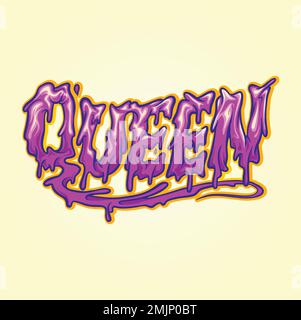 Spoky regina lettere mano carattere horror illustrazione illustrazioni vettoriali per il tuo logo di lavoro, merchandise t-shirt, adesivi e disegni di etichette, poster Illustrazione Vettoriale