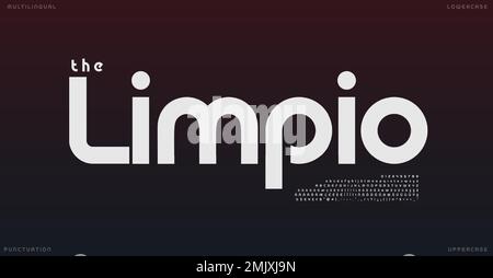 Alfabeto moderno versatile, carattere rotondo bauhaus, carattere minimalista sans serif per il logo aziendale, titolo pulito, elegante tipografia. Vettore Illustrazione Vettoriale