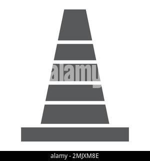 Icona del simbolo del cono stradale, barriera e traffico, segnaletica del cono di costruzione, grafica vettoriale, un motivo solido su sfondo bianco, eps 10. Illustrazione Vettoriale