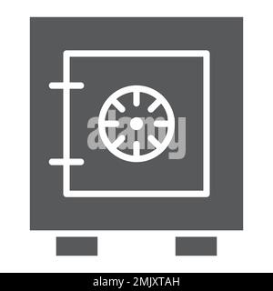 Icona glifo cassetta di sicurezza, sicurezza e sicurezza, segno di cassaforte, grafica vettoriale, un motivo a tinta unita su sfondo bianco, eps 10. Illustrazione Vettoriale