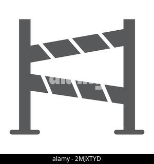 Icona di glyph di recinzione stradale, costruzione e bordo, segno di barriera, grafica vettoriale, un motivo solido su uno sfondo bianco, eps 10. Illustrazione Vettoriale