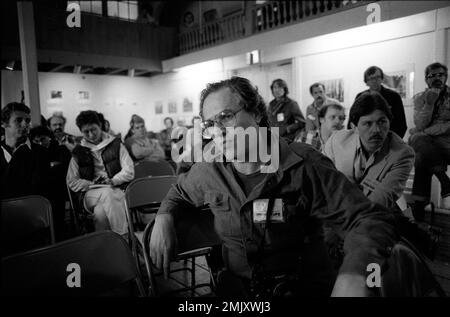 Il fotografo americano Jay Maisel partecipa a una sessione di laboratori fotografici di Rockport, Rockport, Maine, Stati Uniti, 1982. Foto Stock