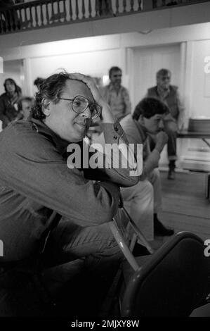 Il fotografo americano Jay Maisel partecipa a una sessione di laboratori fotografici di Rockport, Rockport, Maine, Stati Uniti, 1982. Foto Stock