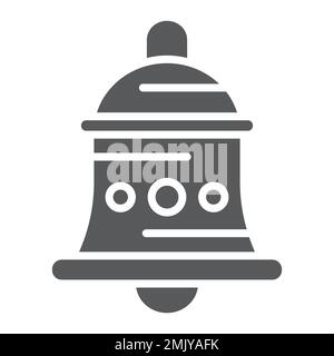 Icona a forma di campanello, allarme e anello, segnale a forma di campanello, grafica vettoriale, motivo a tinta unita su sfondo bianco, eps 10. Illustrazione Vettoriale