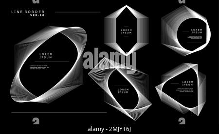 Modello di disegno del bordo delle linee astratte geometriche. Design dei bordi con linee miste Illustrazione Vettoriale
