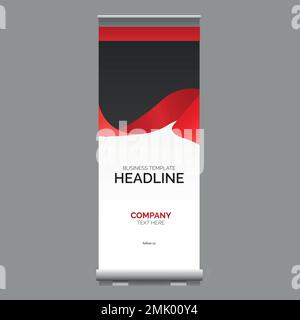 Roll up banner stand Vector e display mockup per la presentazione o l'esposizione del vostro prodotto. Verticale Illustrazione Vettoriale