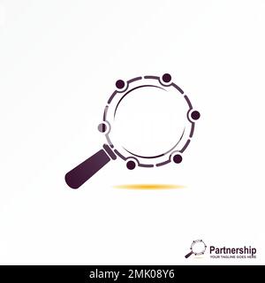 Lente d'ingrandimento con le persone in cerchio immagine grafica icona logo design astratto concetto vettore Stock relativi alla comunità o il Finder Illustrazione Vettoriale