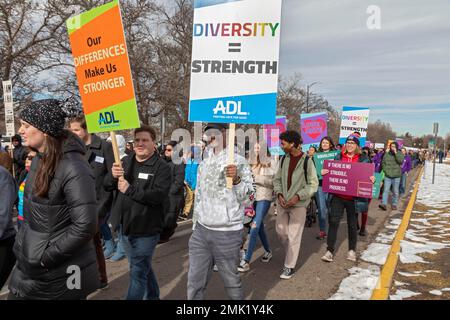 Denver, Colorado - la marata annuale del Martin Luther King Day (marzo + parata). Foto Stock