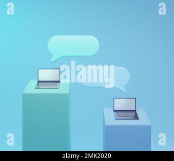 Concetto di chat dei tuoi amici sui social media 3D Illustrazione Foto Stock