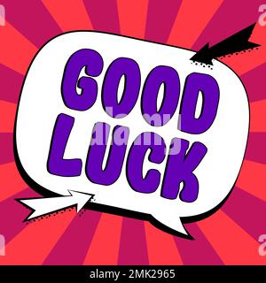 Testo che mostra Inspiration Buona fortuna. Panoramica aziendale Una fortuna positiva o un risultato felice che una persona può avere Foto Stock