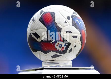 Blackpool, Lancashire, Regno Unito. 28th gennaio 2023. EFL match ball before the Sky Bet League 2 match Tranmere Rovers vs Leyton Orient a Prenton Park, Birkenhead, Regno Unito, 28th gennaio 2023 (Photo by Phil Bryan/Alamy Live News) Credit: Philip Bryan/Alamy Live News Foto Stock