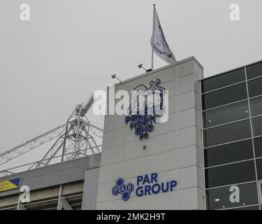 Preston, Regno Unito. 28th Jan, 2023. All'esterno di Deepdale davanti alla partita Emirates fa Cup Fourth Round Preston North End vs Tottenham Hotspur a Deepdale, Preston, Regno Unito, 28th gennaio 2023 (Foto di Conor Molloy/News Images) a Preston, Regno Unito il 1/28/2023. (Foto di Conor Molloy/News Images/Sipa USA) Credit: Sipa USA/Alamy Live News Foto Stock