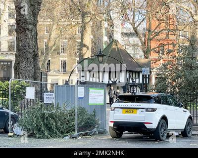 Gli alberi di Natale usati intorno al centro di Londra vengono scartati sulle strade e nei punti di raccolta. Immagine scattata il 2nd Gen 2022. © Belinda Jiao jiao.bilin@ Foto Stock